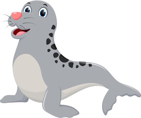Cute Seal cartoon isolated on white background