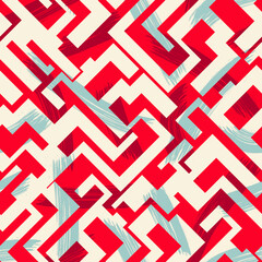 Seamless pattern with curved geometry elements and grunge spots.