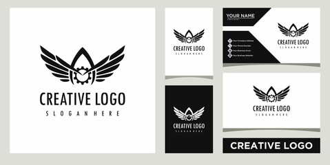 auto repair and service logo design template with business card design
