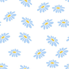 Groovy daisy retro seamless pattern. 70s vibe hippie ornament. Floral wallpaper.