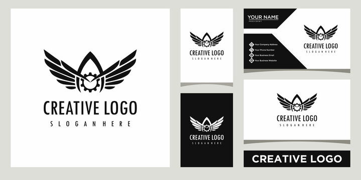 Auto Repair And Service Logo Design Template With Business Card Design