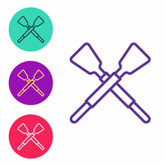 Set line Crossed oars or paddles boat icon isolated on white background. Set icons colorful. Vector