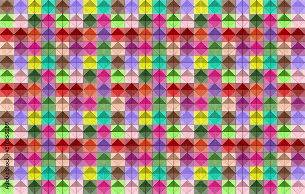 Poster triangles and squares color geometric pattern background with shadow repeat
