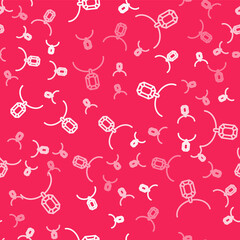 Naklejka premium White line Pendant on necklace icon isolated seamless pattern on red background. Vector