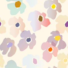 Seamless floral pattern with roses based on traditional folk art ornaments. Colorful flowers on white background. Doodle style. Vector illustration. Design for fabric, textile, paper