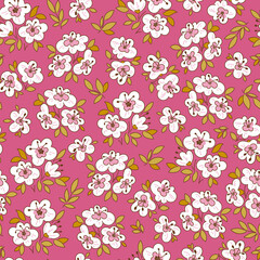 Small white flowers seamless pattern