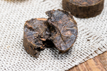 Chinese Pressed Fermented Pu-erh Black Tea Close-Up