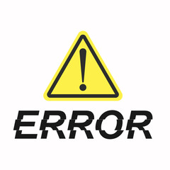 Information sign web template isolated text of glitch error word icon symbol design for warning, under maintenance symbol, broken items sign