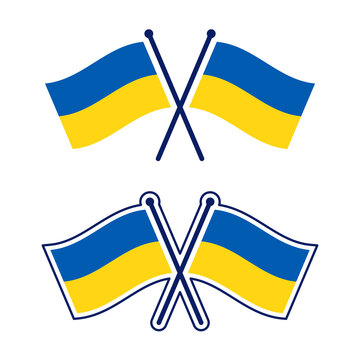 交差したウクライナ国旗のアイコンセット