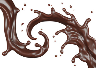 Chocolate splash with clipping path , 3D Rendering, 3D illustration