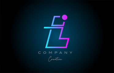 pink and blue L alphabet letter logo icon design with dot. Creative template for business and company