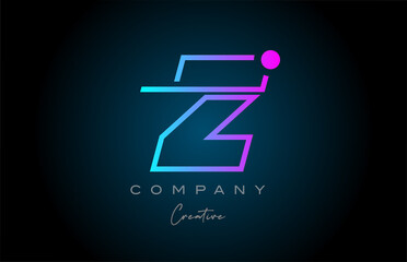 pink and blue Z alphabet letter logo icon design with dot. Creative template for business and company