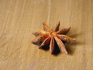 Anise star on the table close-up