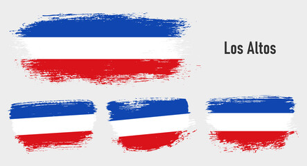 Textured collection national flag of Los Altos on painted brush stroke effect with white background