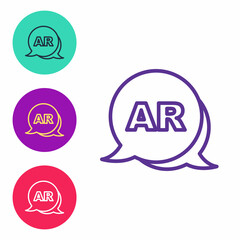 Set line Augmented reality AR icon isolated on white background. Virtual futuristic wearable devices. Set icons colorful. Vector