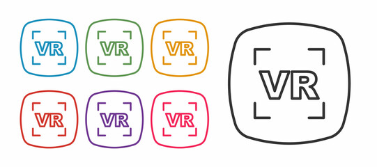 Set line Virtual reality icon isolated on white background. Futuristic VR head-up display design. Set icons colorful. Vector