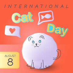 International Cat Day card. Social network concept