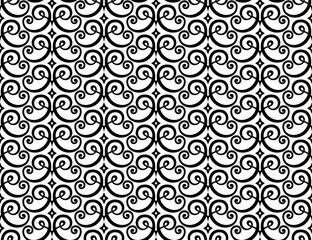 Flower geometric pattern. Seamless vector background. White and black ornament