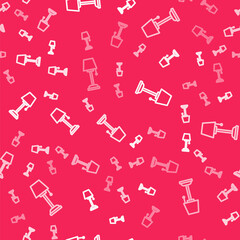 White line Floor lamp icon isolated seamless pattern on red background. Vector