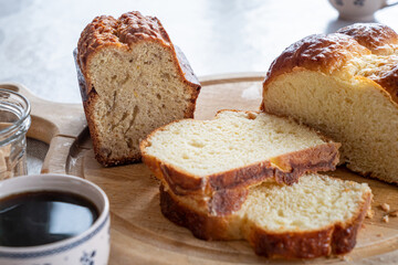 homemade brioche and cup of coffee