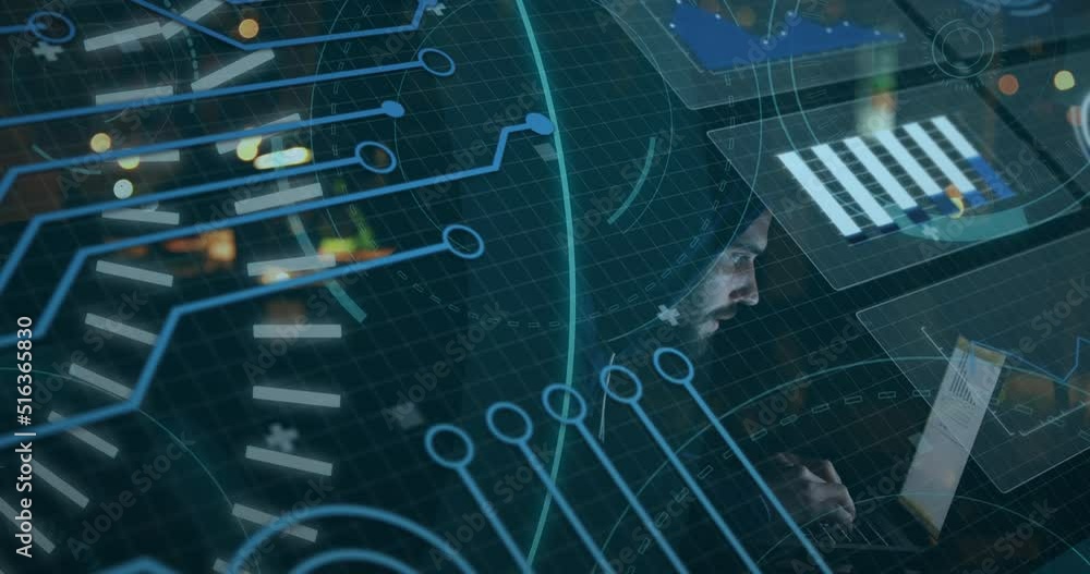 Aufkleber animation of financial data processing and stock market over network of connections