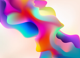 Abstract liquid holographic gradient shape. 3D Vector colorful design element. 