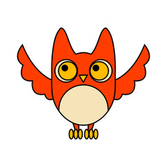 Red Owl Isolated Element on White Background Knowledge Symbol