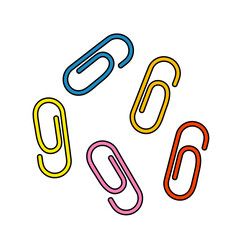 Multicolored Office Paper Clips Isolated Element on White Background