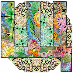 Russian Alphabet Cyrillic Capital letter SHCH on mandala. Vector illustration.