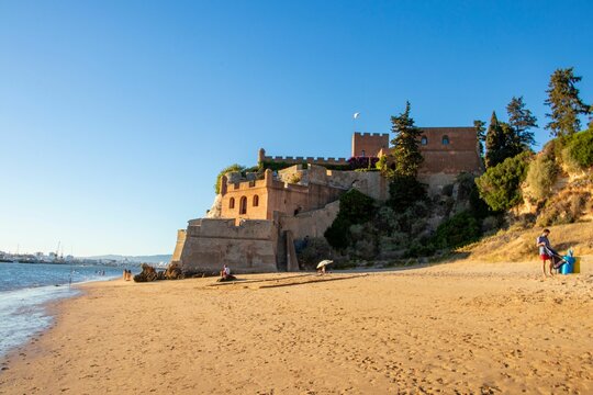 Medieval Castle of Arade on the sunny beach in the civil parish of Ferragudo, Portugal