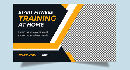 Gym fitness sport training youtube thumbnail design for any gym yoga sport youtube video cover web banner thumbnail template for gym fitness sports social media concept
