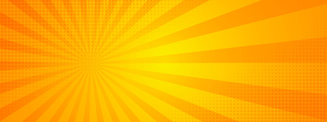 Obraz premium Orange Sunburst Background. Summer Banner. Vector Illustration