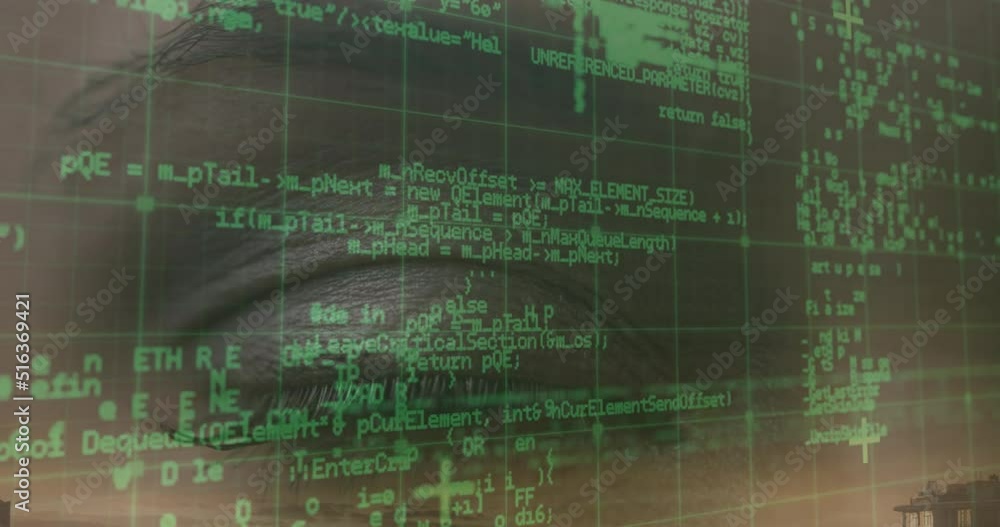Poster animation of data processing over eye