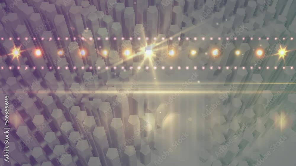 Poster animation of scenic lights over space with moving blocks