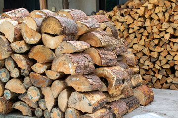 stocks of timber for the winter stacked