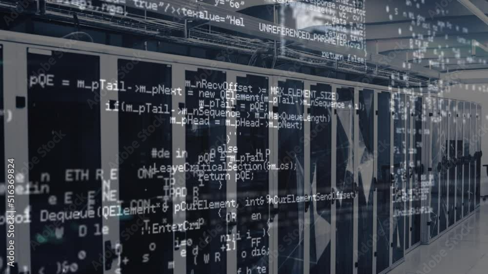 Poster animation of data processing and connections over servers