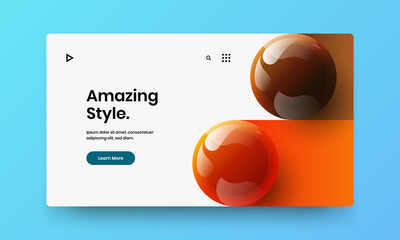 Vivid cover design vector template. Premium realistic balls web banner concept.