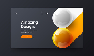 Modern realistic balls front page layout. Trendy site vector design template.