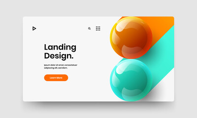 Amazing 3D balls company identity template. Fresh landing page vector design illustration.