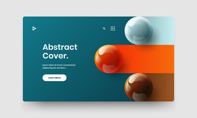 Trendy leaflet design vector illustration. Bright 3D balls catalog cover layout.
