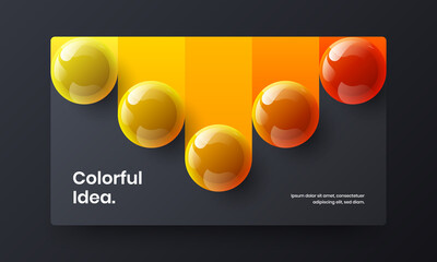 Isolated leaflet design vector template. Fresh 3D spheres catalog cover illustration.