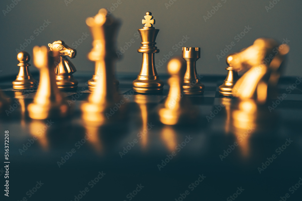 Poster chess board game to represent the business strategy with competition in the world market. and find o