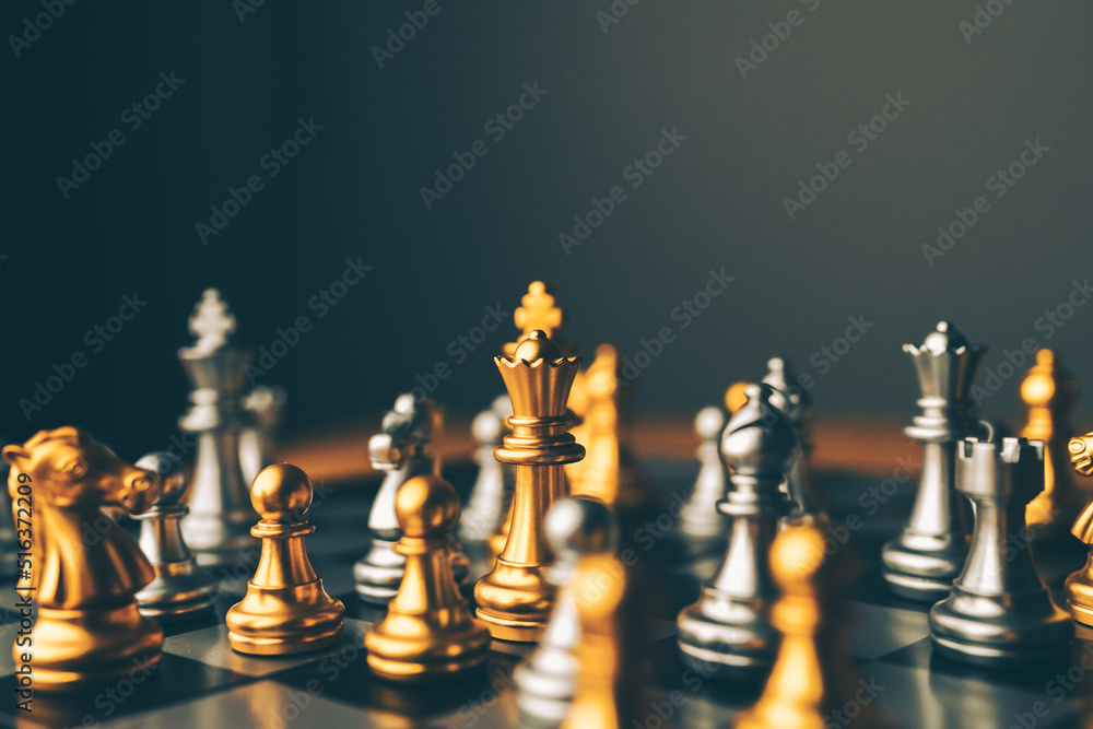 Poster chess board game to represent the business strategy with competition in the world market. and find o