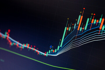 Candle stick graph chart of stock market investment trading. Trading with the digital graph in the forex market.
