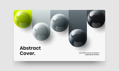 Geometric realistic balls horizontal cover concept. Bright site screen vector design layout.