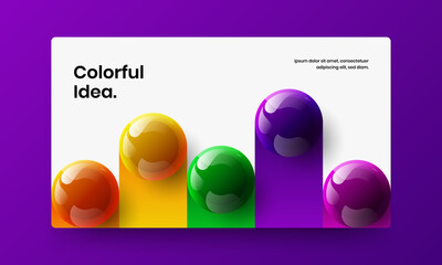 Modern realistic spheres company identity template. Colorful magazine cover design vector layout.