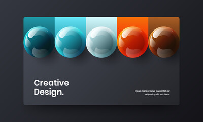 Modern realistic balls landing page concept. Multicolored catalog cover vector design template.
