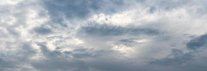 Dramatic sky with dark storm clouds, panorama