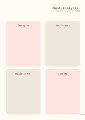 Swot Analysis planner, Elegant and professional planner sheet