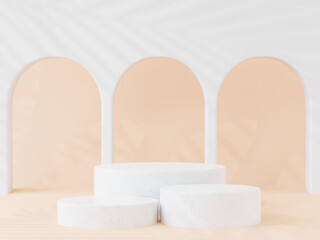 Cosmetic background for product presentation.minimal podium for fashion magazine illustration,beauty and cosmetics product. 3d render illustration